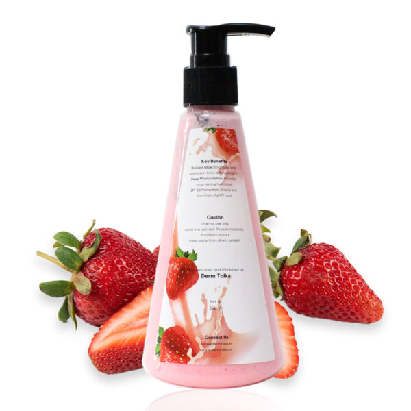 Strawberry Body Lotion by DermTalks for intense hydration and a radiant glow