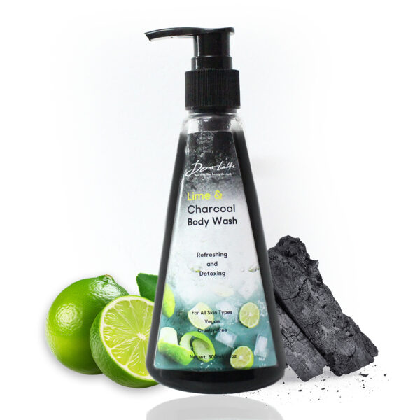 Lime & Charcoal Body Wash for Energizing Cleanses (300gm) by DermTalks