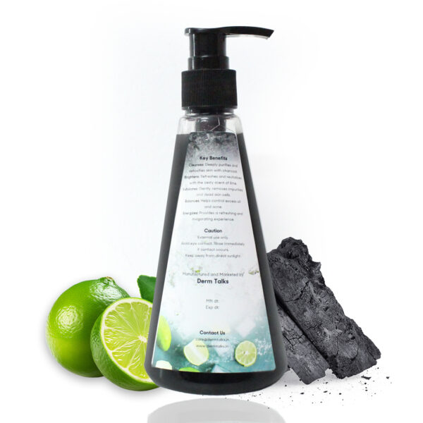 Lime & Charcoal Body Wash for Energizing Cleanses (300gm) by DermTalks